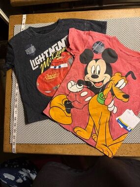 2 t-shirts - Disney Mickey & Pluto, Lightning McQueen 4T. NWT